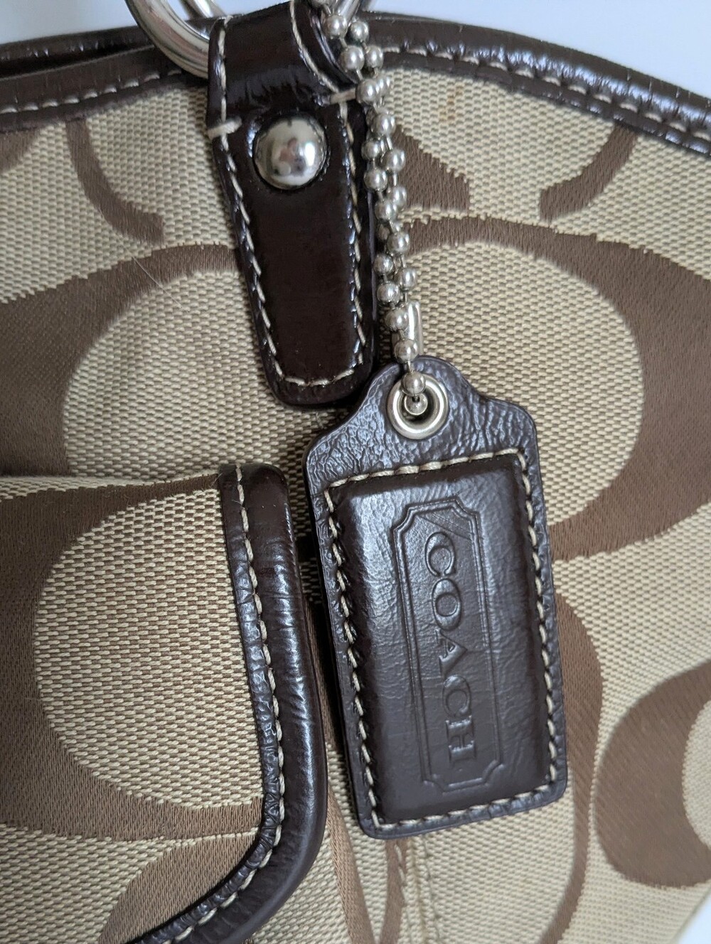 Coach Leah Signature Logo Canvas Tote - Picture 5 of 13